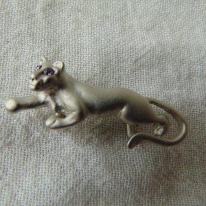 matte silver lavender crystal eyes panther/cougar necklace slide/enhancer